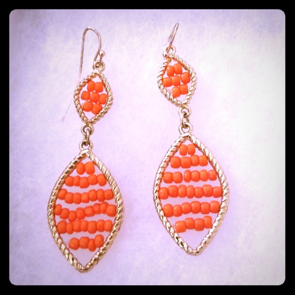 Orange Beaded Earrings